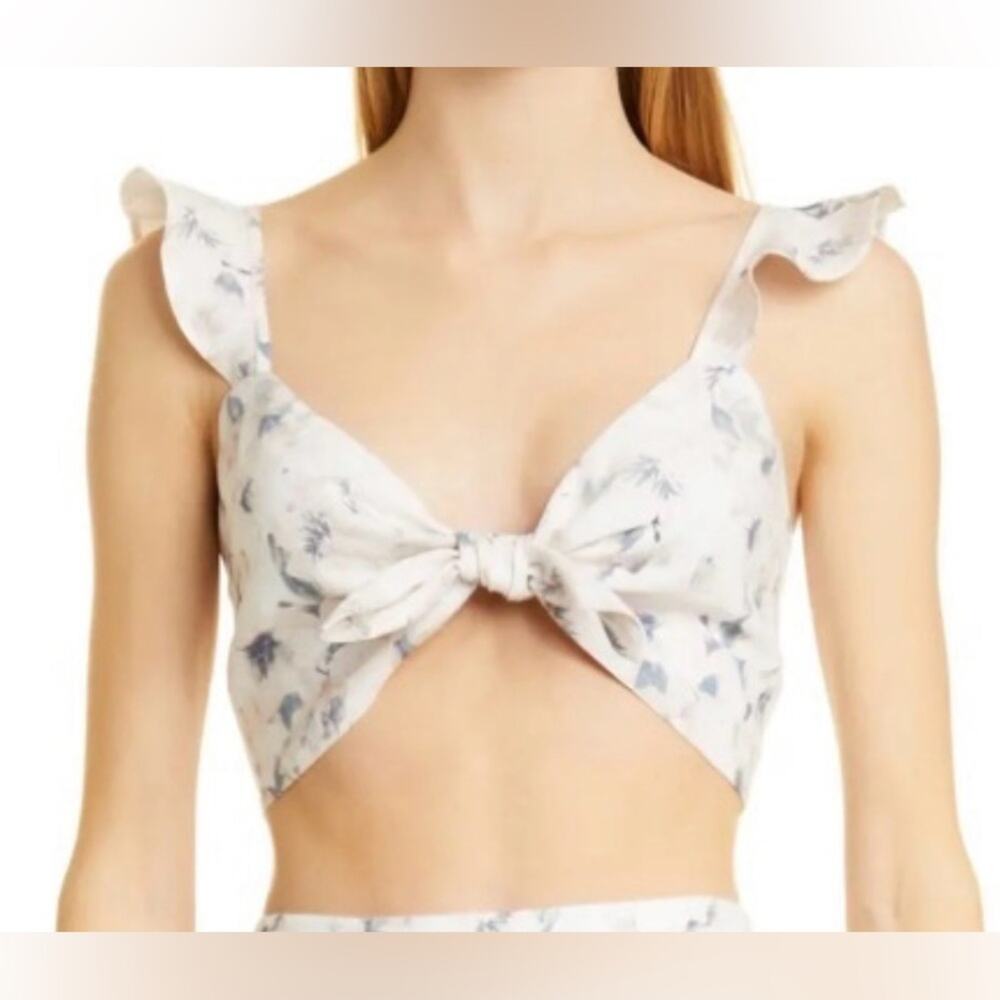 NWT CAMI NYC Layla Linen Bra Vacation resort wear Crop TopAegean Floral XS